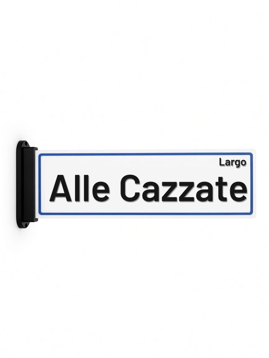Targa Largo Alle Cazzate con supporto da parete
