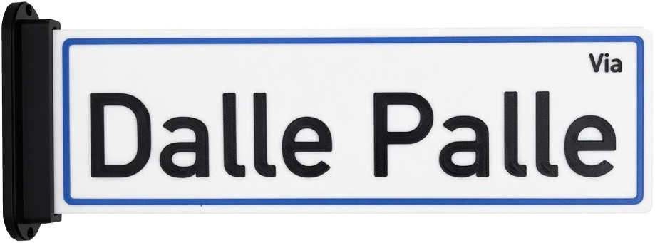 Targa «Via Dalle Palle» montata a bandiera