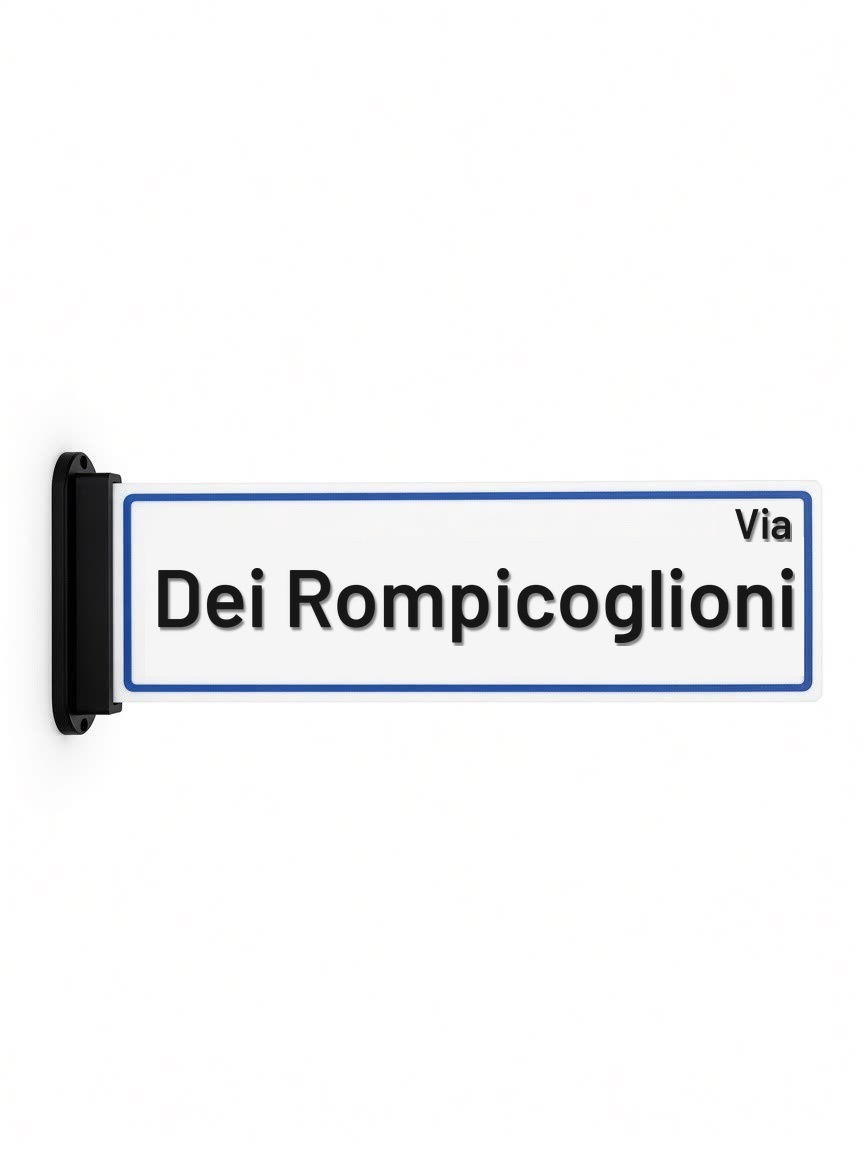 Targa Via Dei Rompicoglioni con supporto da parete