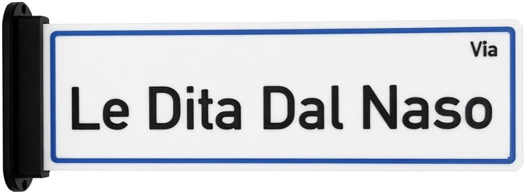 Targa «Via Le Dita Dal Naso» montata a bandiera