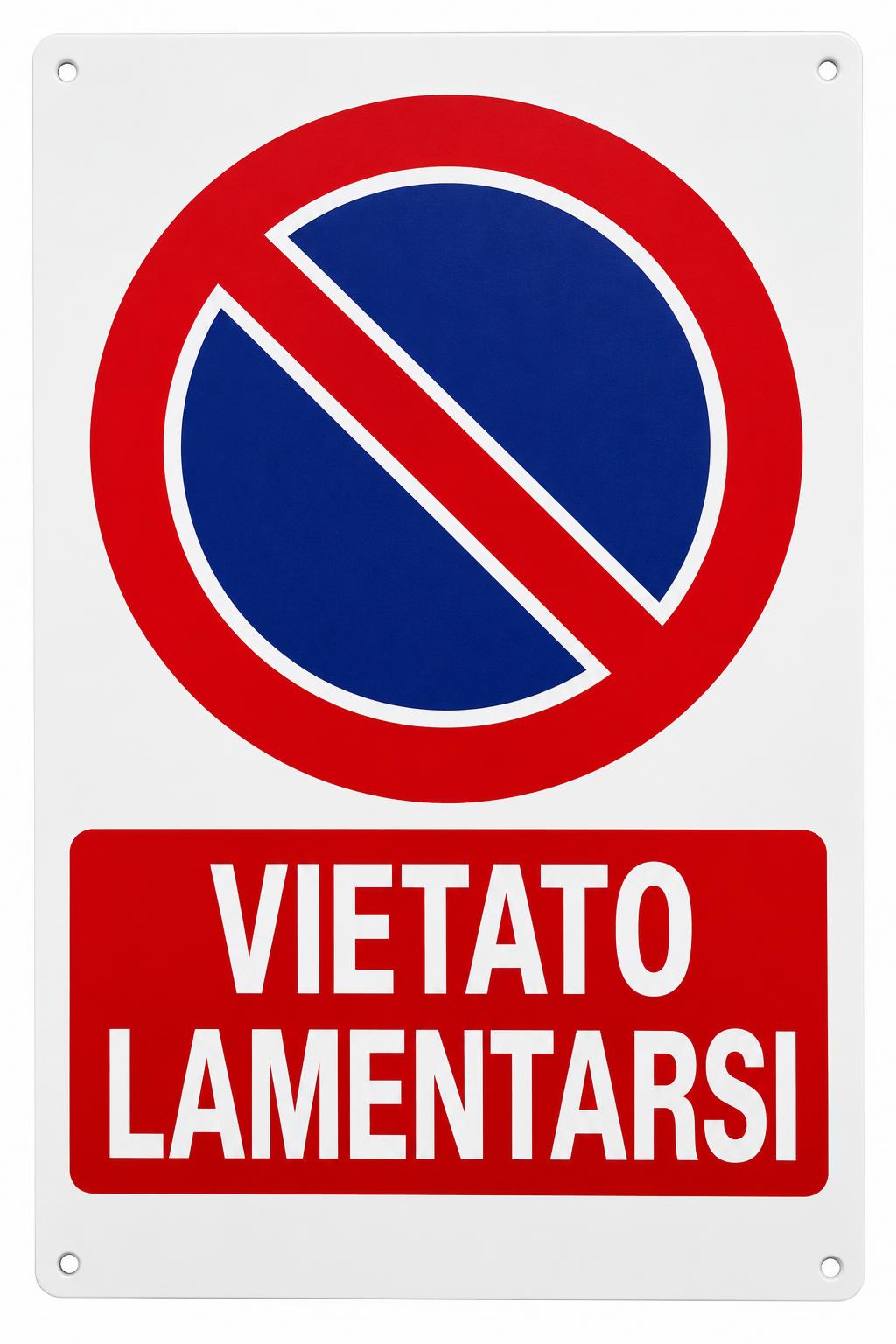 Targa Vietato Lamentarsi con supporto da parete